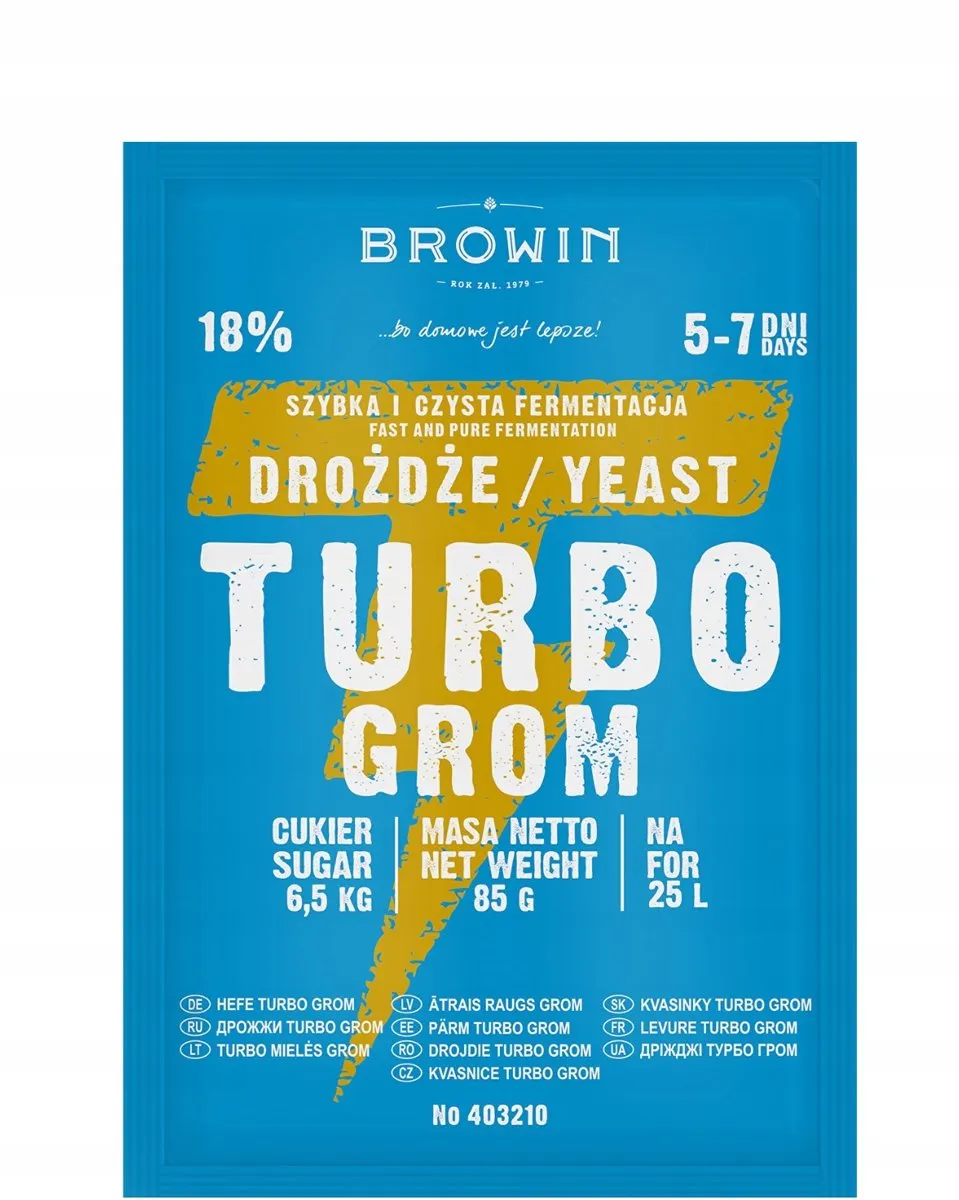 Browin Turbo Grom Gist 25L - 5-7 Dagen - 18% Alcohol