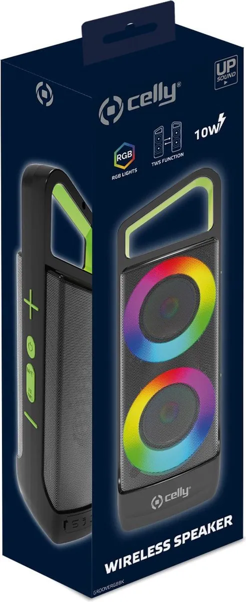 Celly GROOVERGBBK Draagbare Bluetooth Speaker - 10W - Zwart - afbeelding 3 van 4