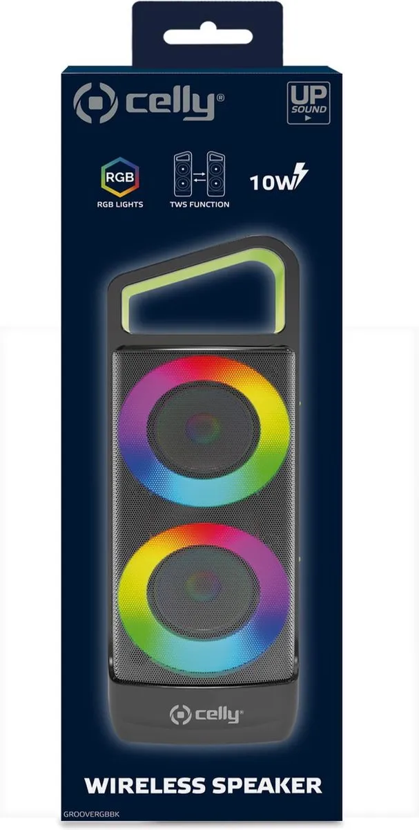 Celly GROOVERGBBK Draagbare Bluetooth Speaker - 10W - Zwart - afbeelding 2 van 4