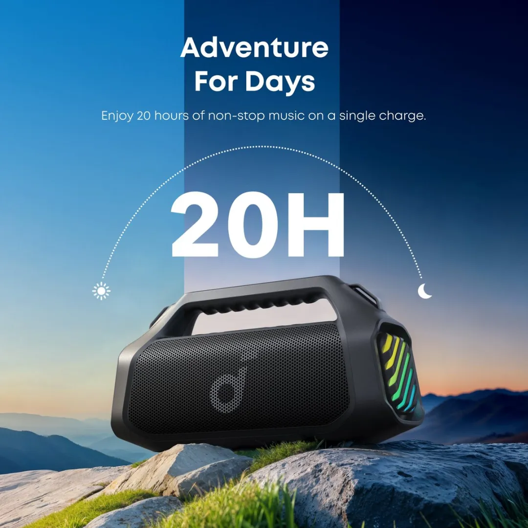 Soundcore Boom 2 Pro A3134A11 Buitenspeaker - 140W - IP68 - RGB - Powerbank - afbeelding 6 van 6