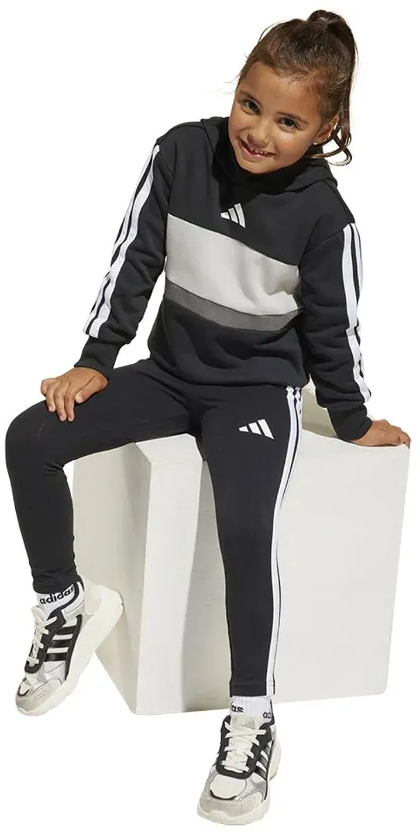Adidas Tiberio 3 Stripes Fleece Trainingspak - Meisjes 4-5 jaar - Zwart