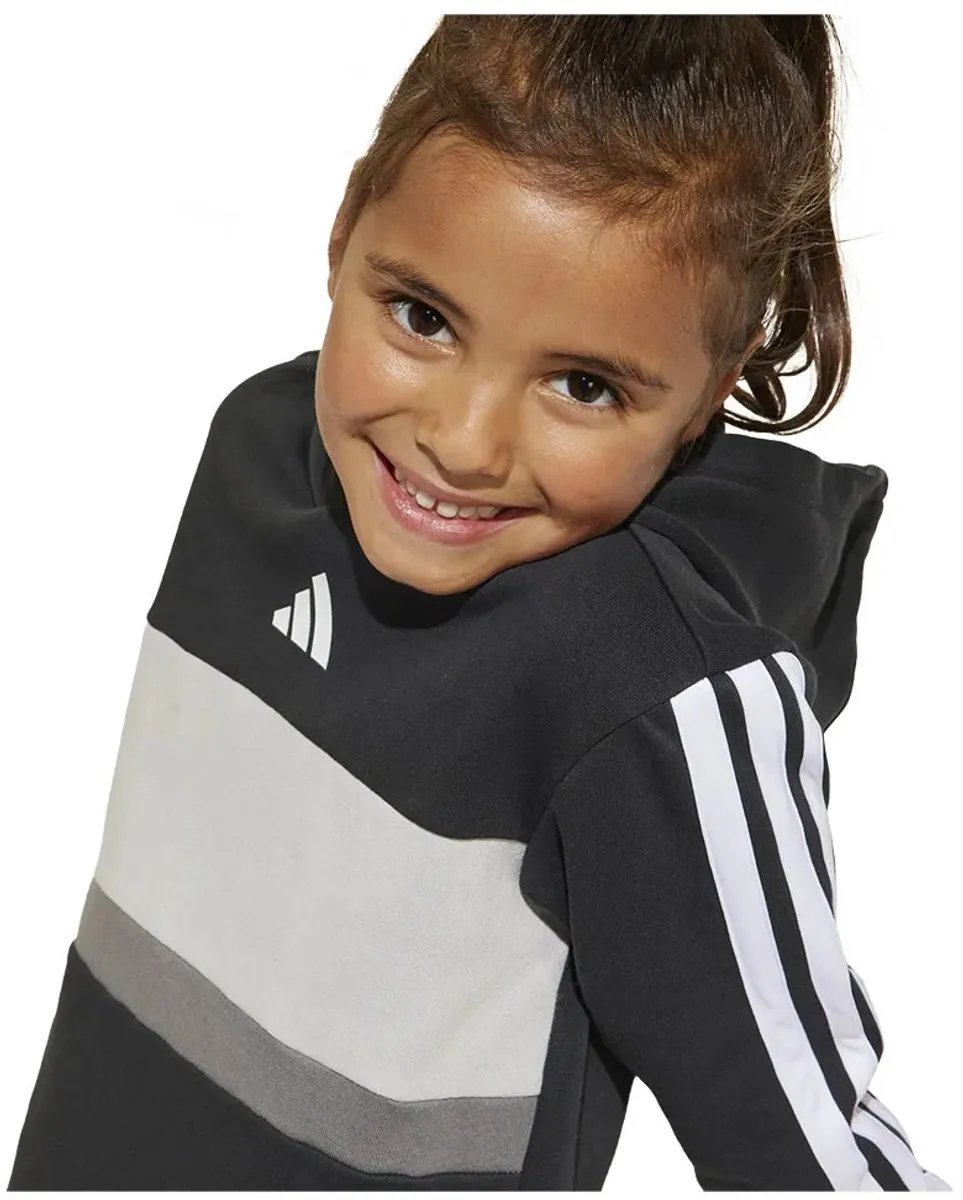 Adidas Tiberio 3 Stripes Fleece Trainingspak - Meisjes 4-5 jaar - Zwart