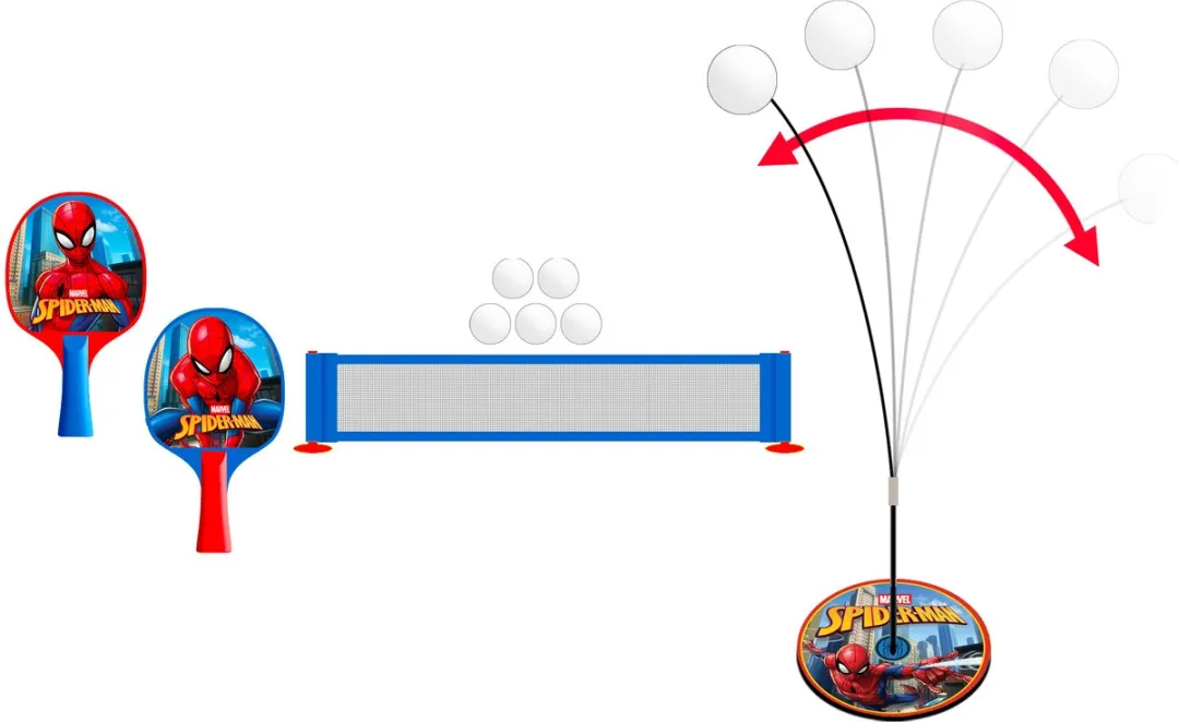Marvel Spider-Man 2-in-1 Tafeltennisset - 2 Batjes 5 Ballen