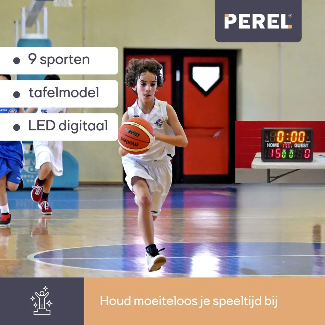 Perel Digitaal Scorebord 40,5x62cm - Multisport Timer - Zwart