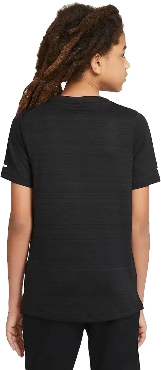 Nike Dri-FIT Miler Jongens Sportshirt 158 - DD3055-010 - Zwart