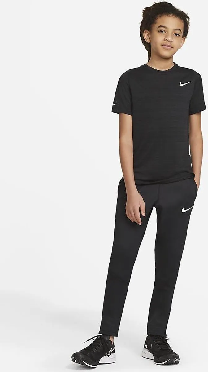 Nike Dri-FIT Miler Jongens Sportshirt 158 - DD3055-010 - Zwart