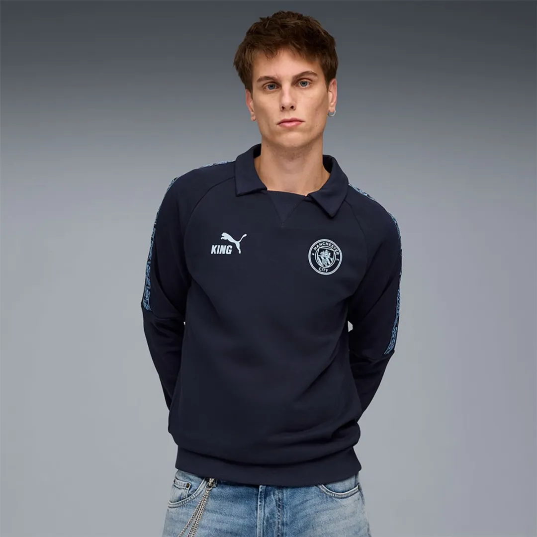 PUMA Manchester City FC King Anthem 25/26 T-shirt Lange Mouwen - M - Deep Navy/Team Light Blue