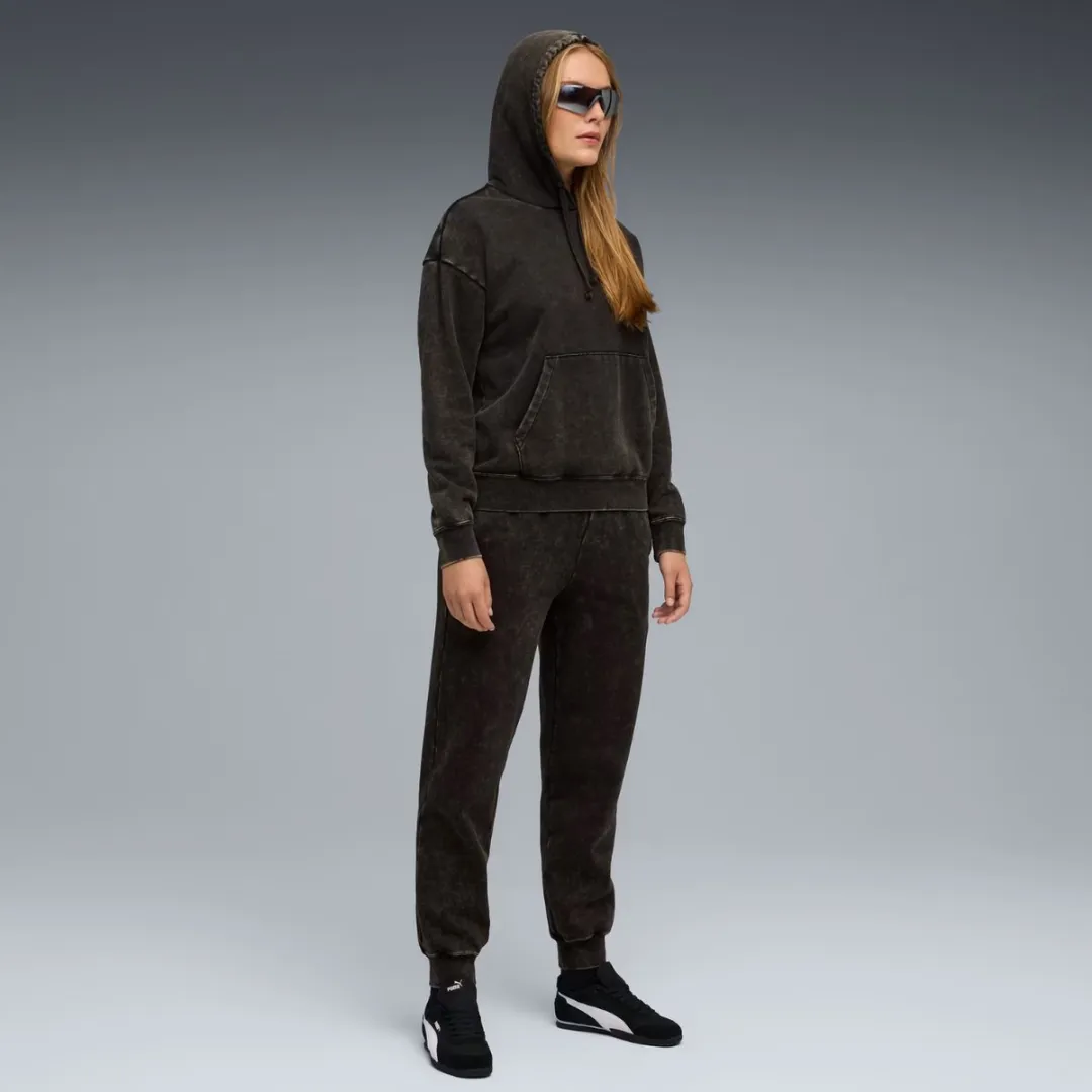 PUMA Elevated Relaxed Wash Hoodie Dames - Zwart M