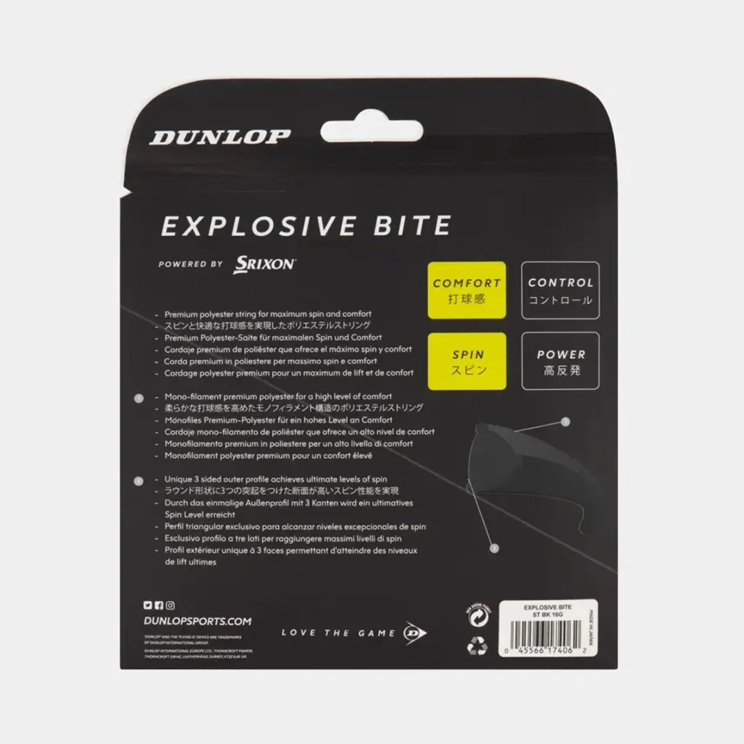 Dunlop Explosive Bite Tennissnaar 12m - 1.27mm - Zwart