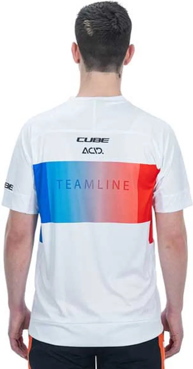 Cube Teamline Korte Mouw Enduro Trui M - Wit/Blauw/Rood