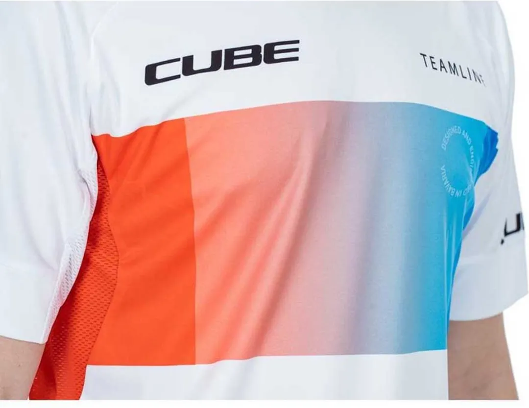 Cube Teamline Korte Mouw Enduro Trui M - Wit/Blauw/Rood