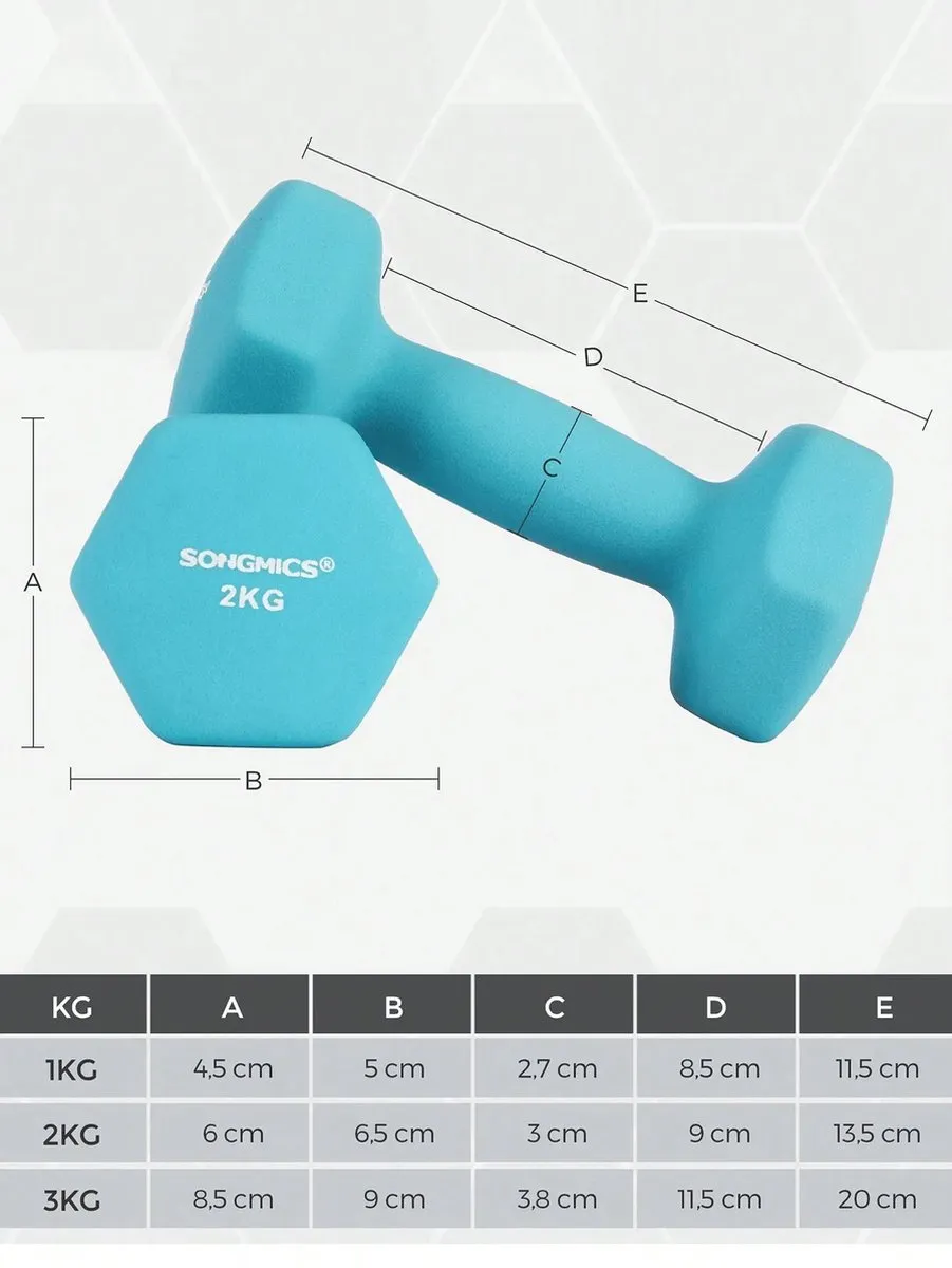 Songmics Halterset 7-delig - 6x Dumbbells + Standaard - Zwart