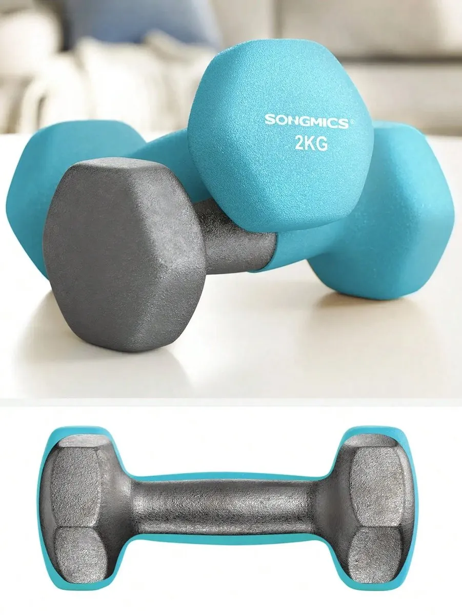 Songmics Halterset 7-delig - 6x Dumbbells + Standaard - Zwart