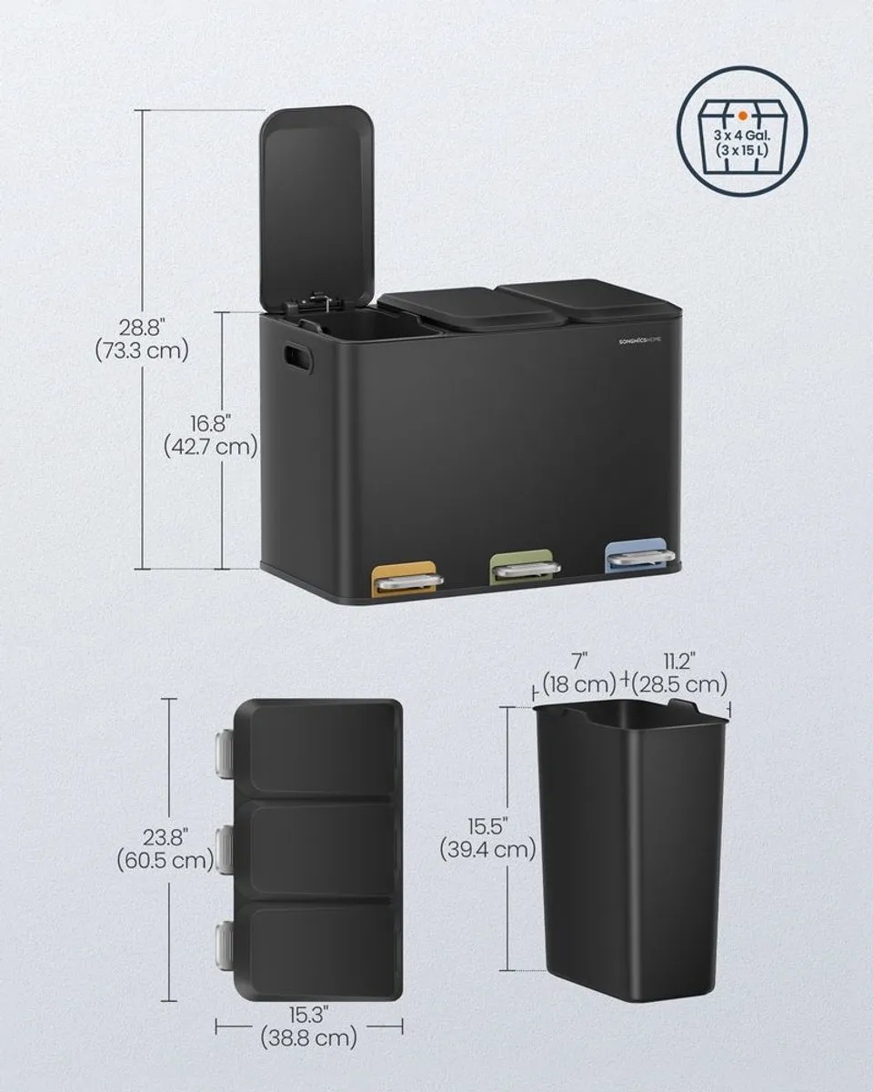 Songmics Pedaalemmer 45L