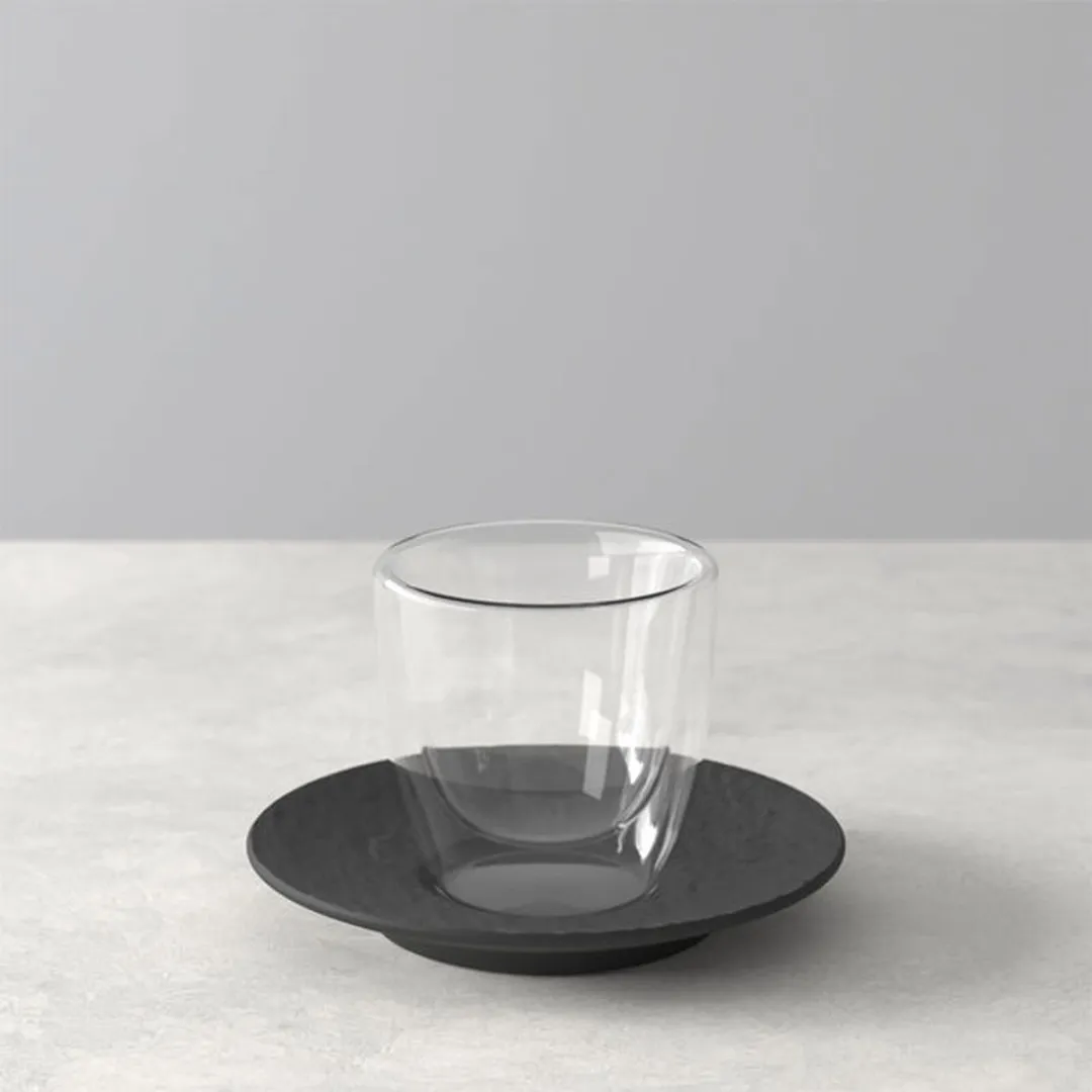 Villeroy & Boch Manufacture Rock Espressoglas 70ml - Zwart - 2 Stuks