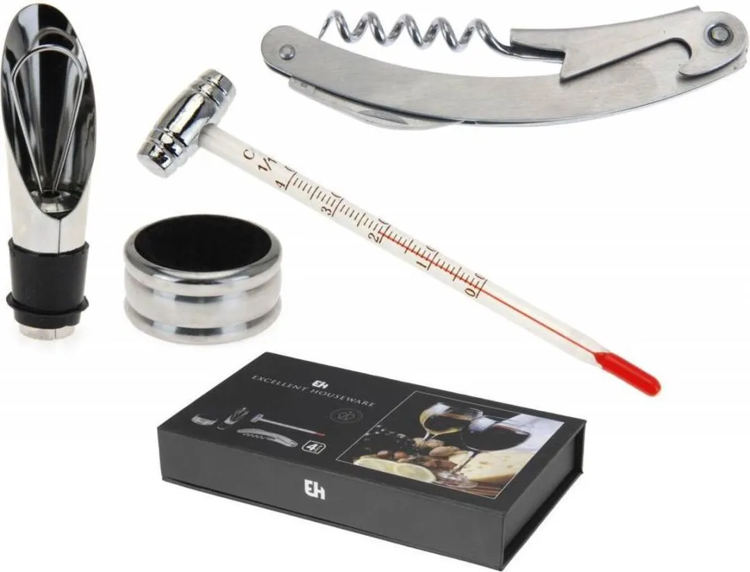 Excellent Houseware Wijn Geschenkset 4-delig