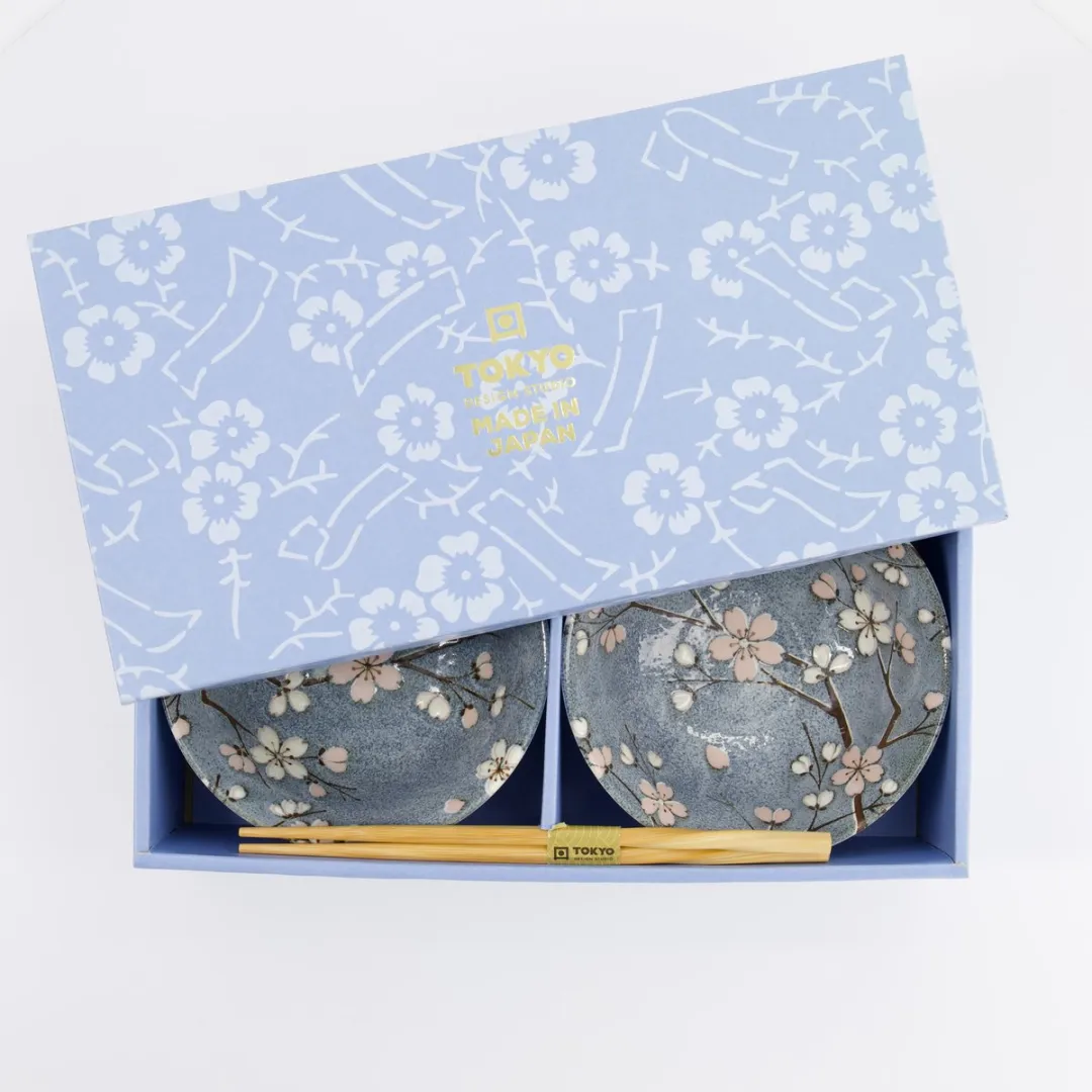 Tokyo Design Studio Fujisakura Tayo Kom Geschenkset - 2 Stuks - 500ml - Grijs