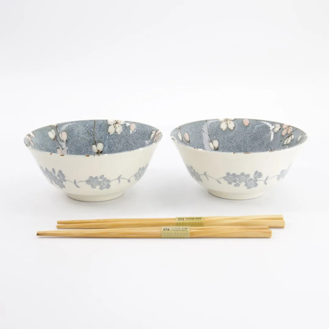 Tokyo Design Studio Fujisakura Tayo Kom Geschenkset - 2 Stuks - 500ml - Grijs