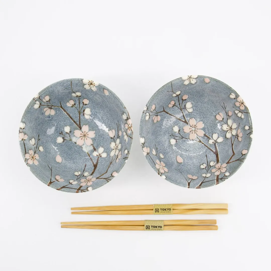 Tokyo Design Studio Fujisakura Tayo Kom Geschenkset - 2 Stuks - 500ml - Grijs