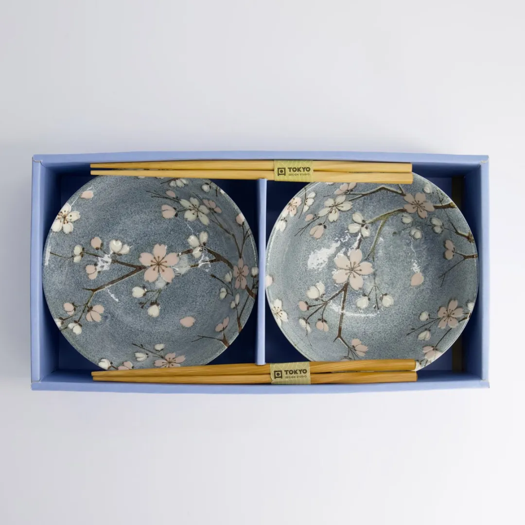 Tokyo Design Studio Fujisakura Tayo Kom Geschenkset - 2 Stuks - 500ml - Grijs