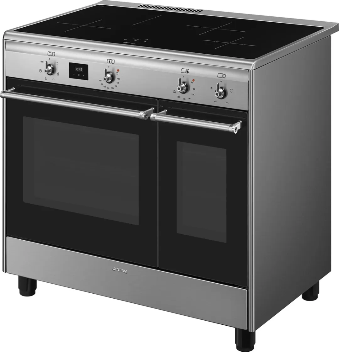 Smeg CX92IM Inductiefornuis 90cm - 4 Kookzones - 2 Ovens - RVS