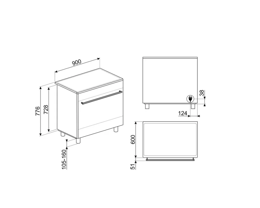SMEG BG91IX2 - Inductiefornuis - 90 cm - 5 zones - RVS