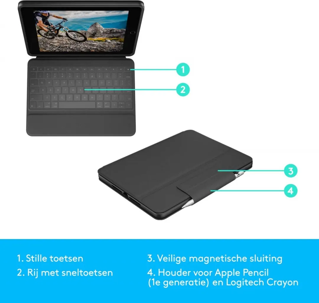 Logitech Rugged Folio Toetsenbord - Apple iPad 10.2" 2019 - Zwart/Grijs