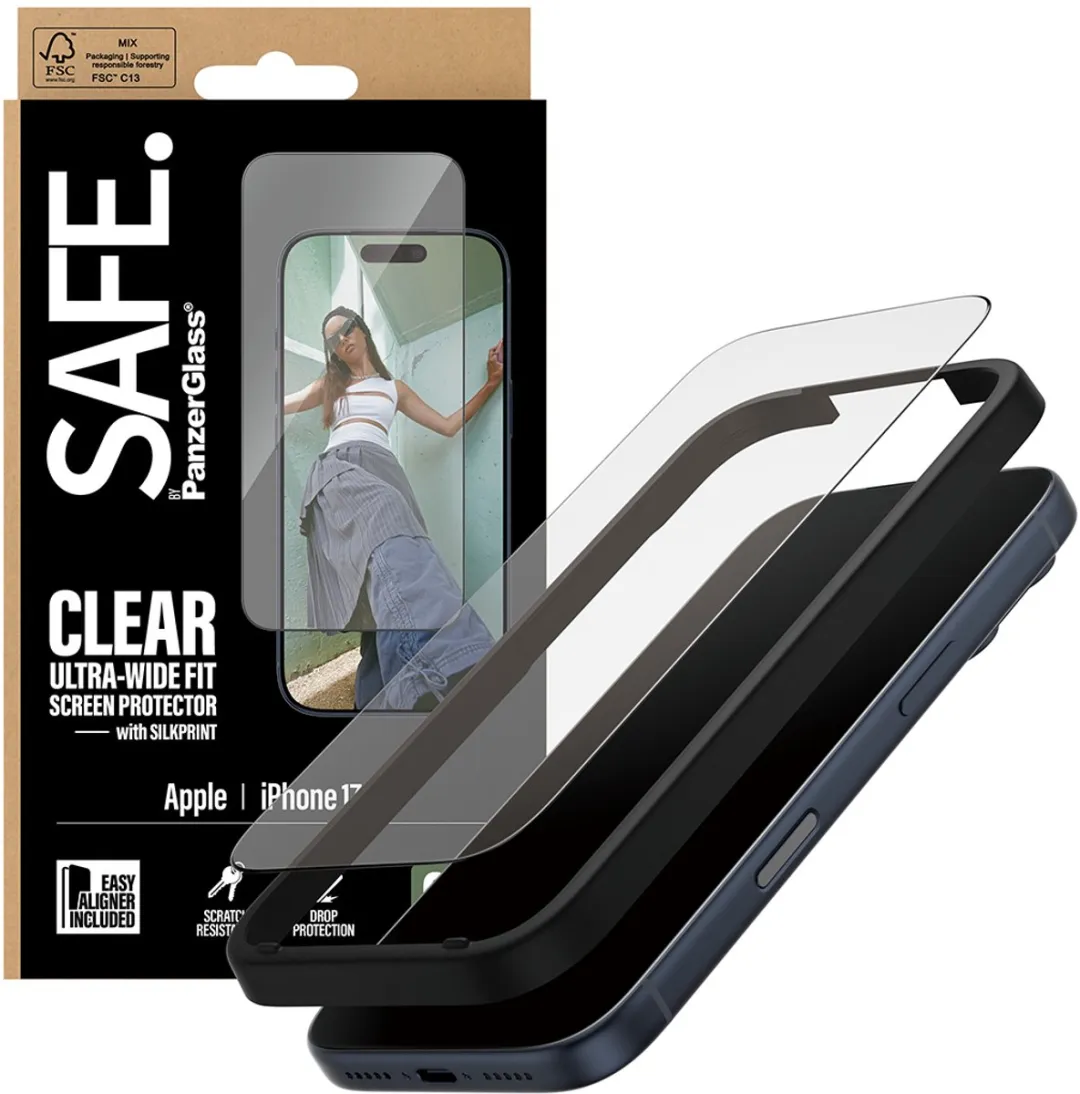 PanzerGlass SAFE. iPhone 17 Pro Schermbeschermer - Doorzichtig - Zwart Frame
