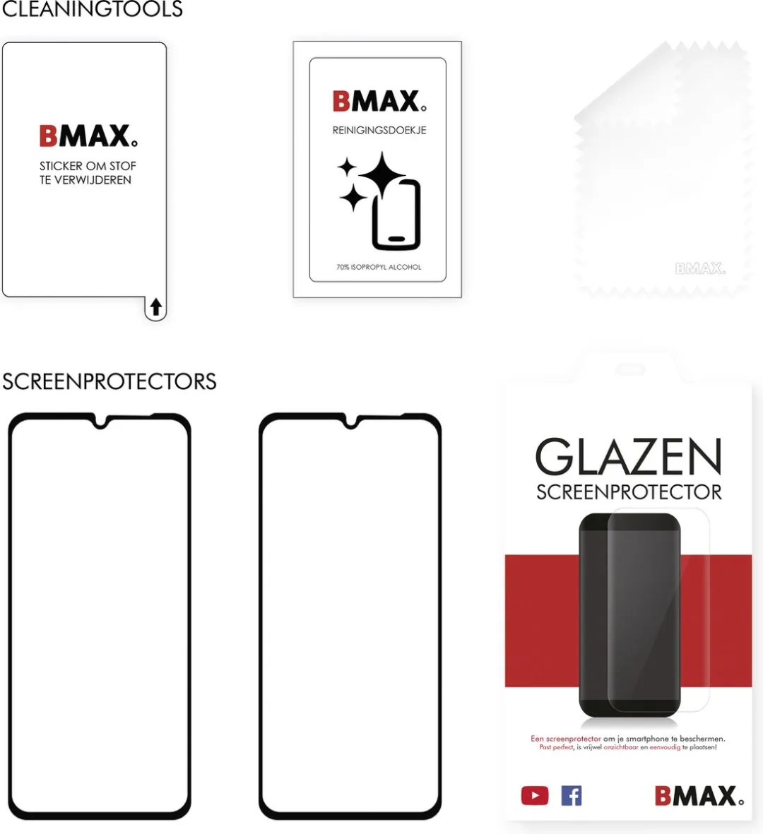 BMAX Realme C35 Screenprotector 2 Stuks - Full Cover - Zwart