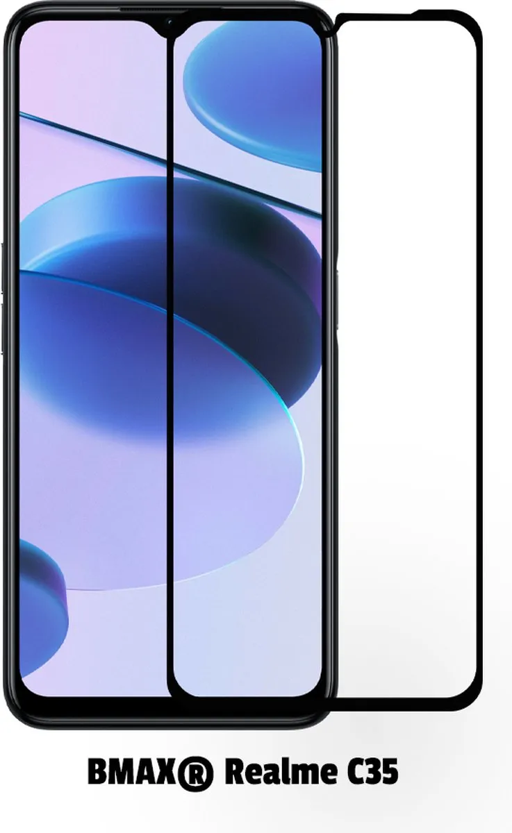 BMAX Realme C35 Screenprotector 2 Stuks - Full Cover - Zwart