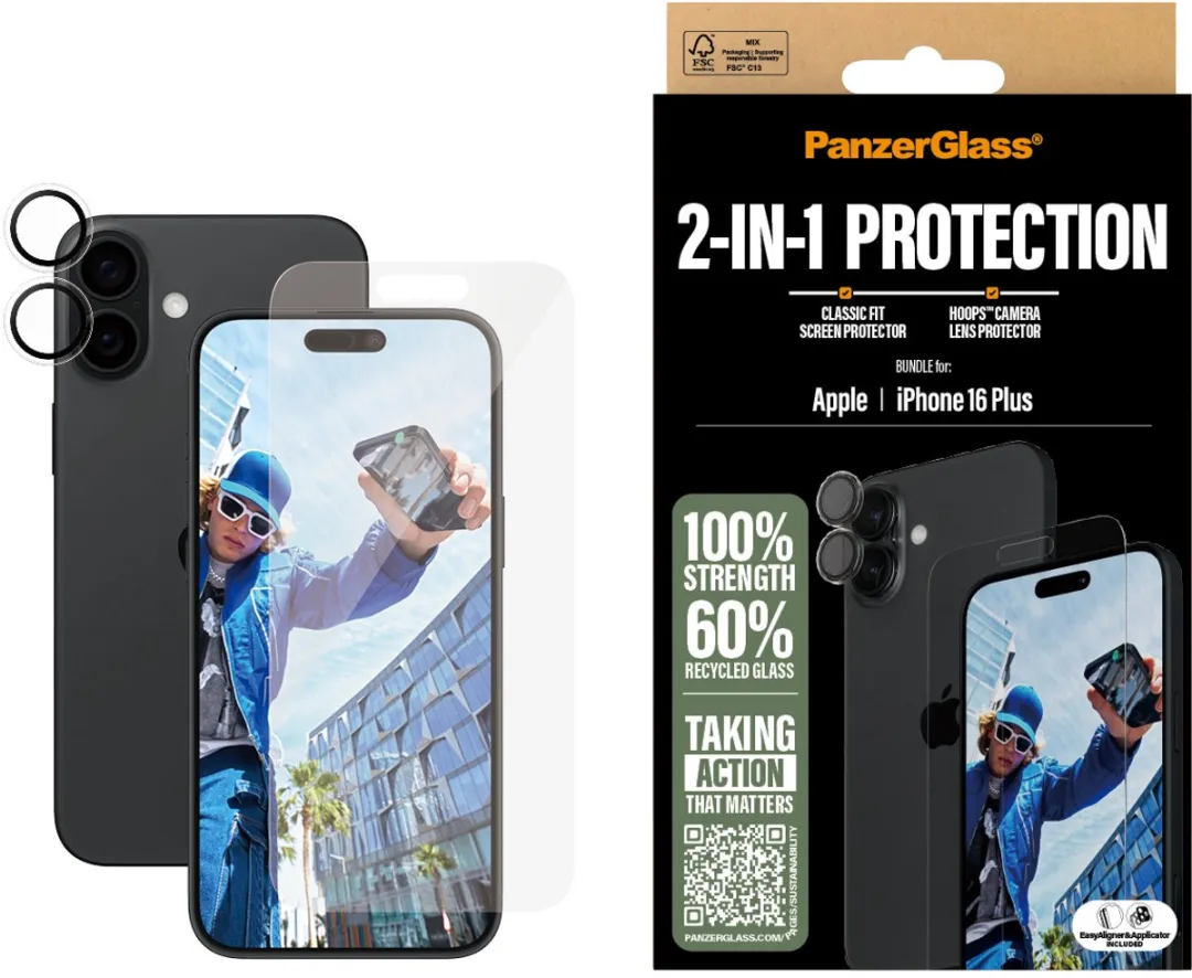 PanzerGlass B2875+1285 Schutzkit iPhone 16 Plus - Glas - Zwart