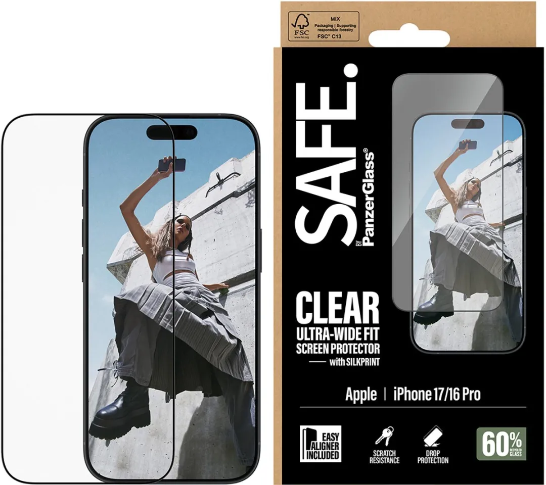 PanzerGlass SAFE. iPhone 16 Pro/17 Ultra-Wide Schermbeschermer - Doorzichtig