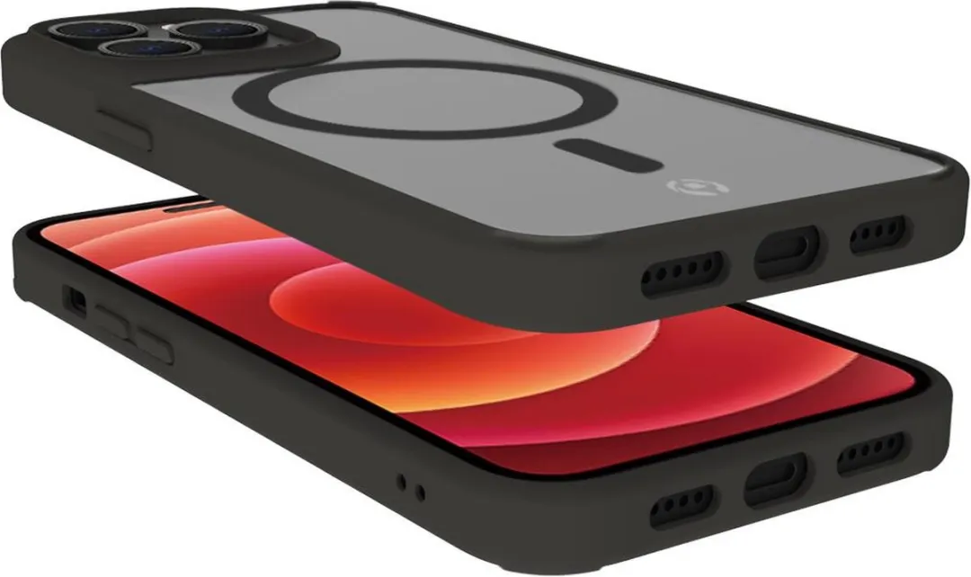 Celly MagMatt Siliconen Hoesje iPhone 14 Pro - Transparant/Zwart - afbeelding 4 van 5