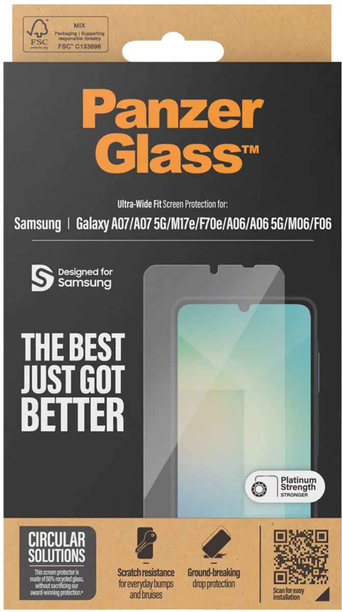 PanzerGlass Screen Protector Samsung Galaxy A06/A07 Ultra-Wide Fit - 1 Stuk
