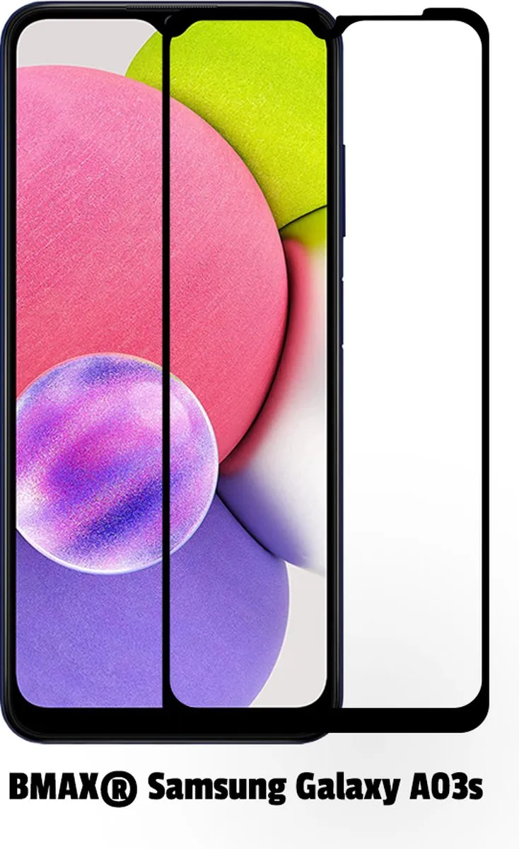 BMAX Geschikt voor Samsung Galaxy A03S Screenprotector Glas - 2 Stuks - Zwart