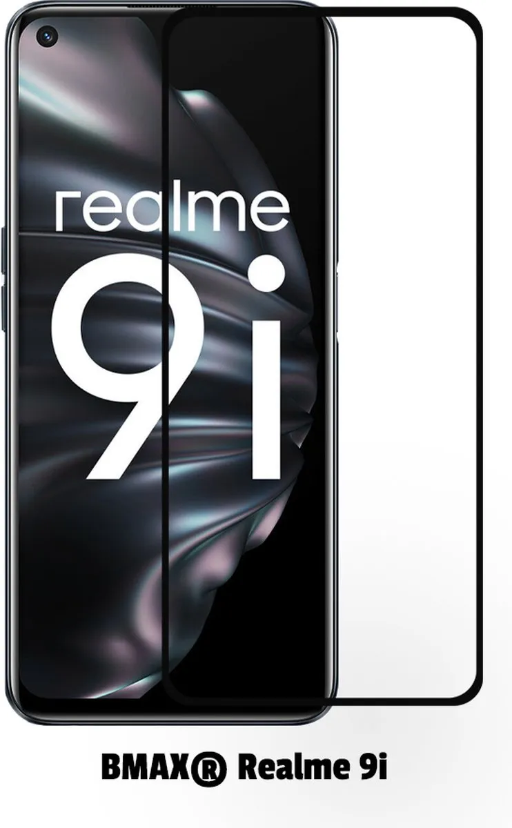 BMAX Realme 9i Screenprotector 2-pack - Gehard Glas - Zwart