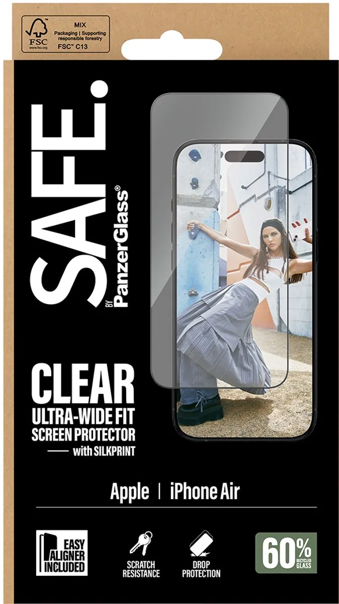 PanzerGlass SAFE. iPhone 7 Schermbeschermer - Doorzichtig - Zwart Frame