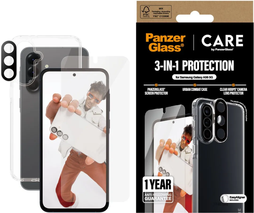 PanzerGlass CARE Flagship 3-in-1 Bundle Samsung Galaxy A56 - Zwart
