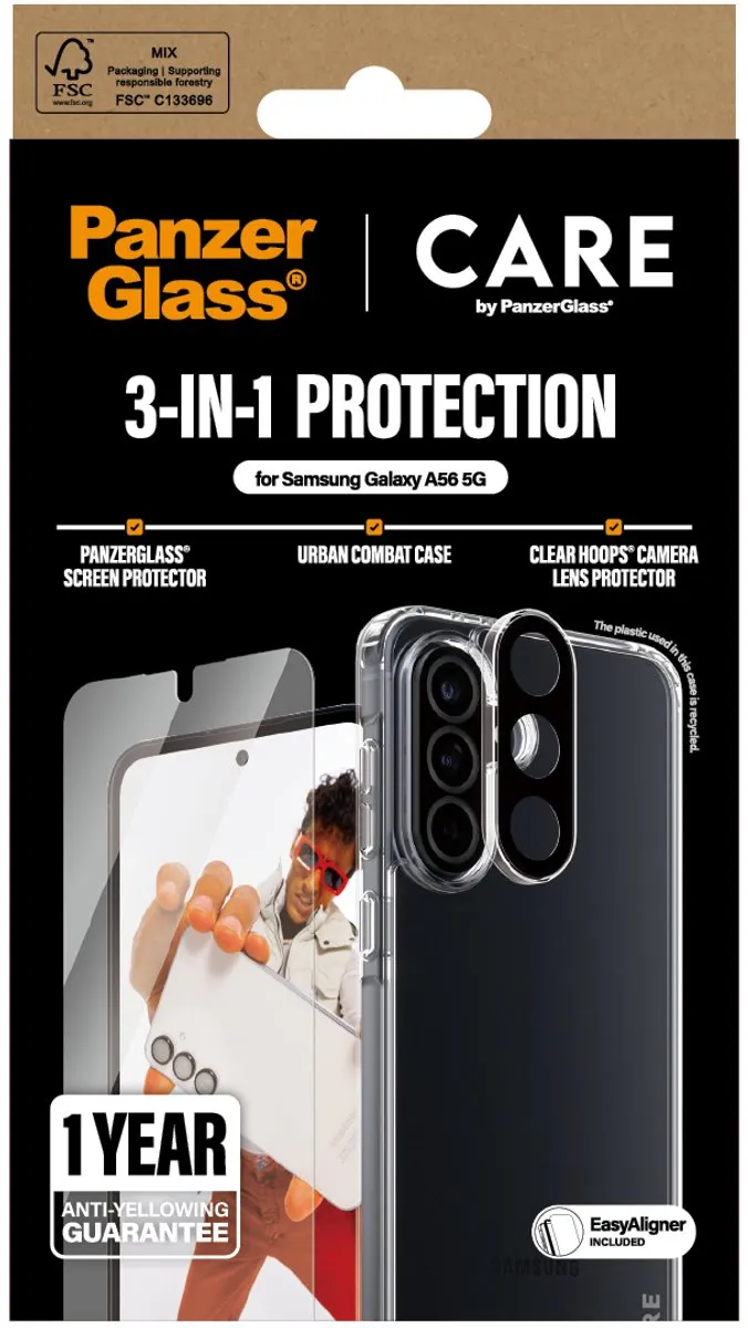 PanzerGlass CARE Flagship 3-in-1 Bundle Samsung Galaxy A56 - Zwart