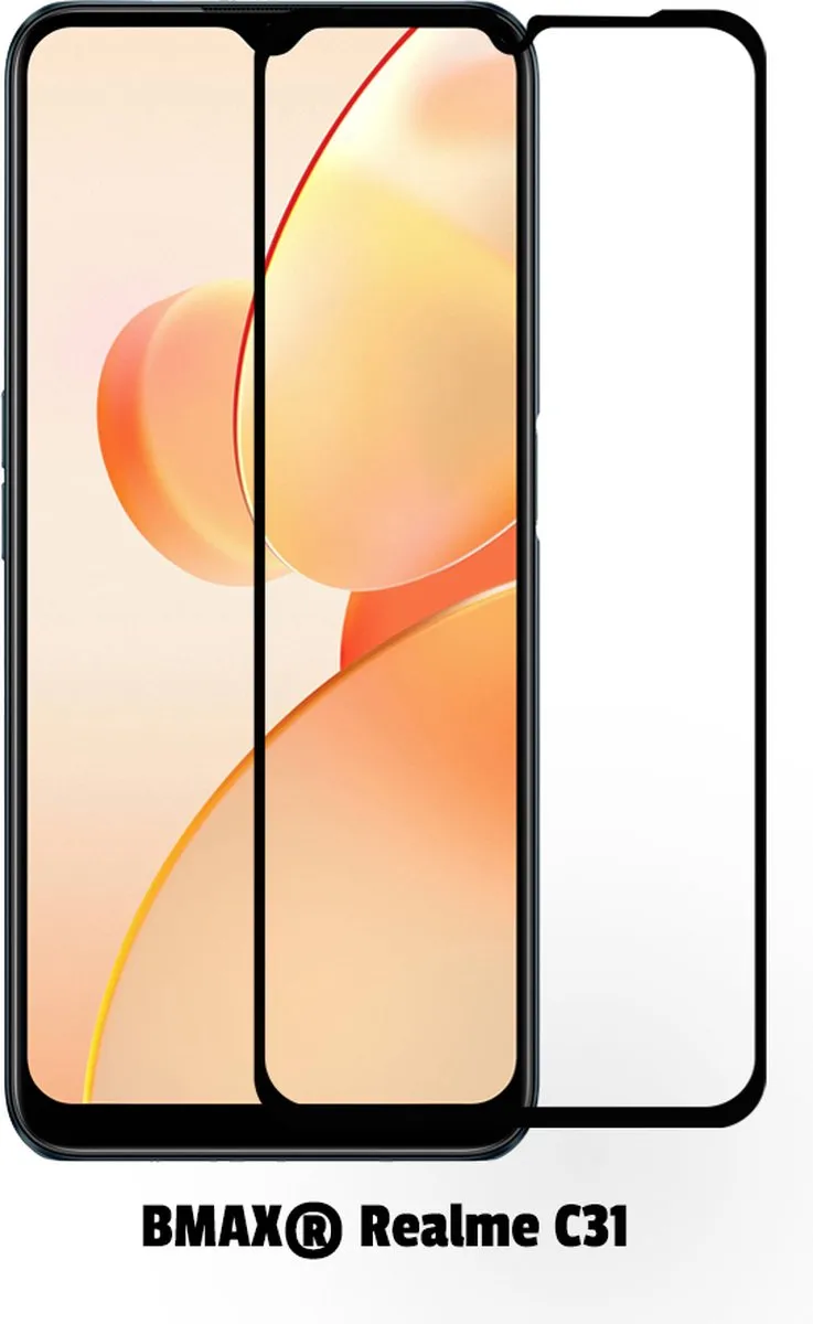BMAX Realme C31 Screenprotector 2 Stuks - Full Cover - Zwart