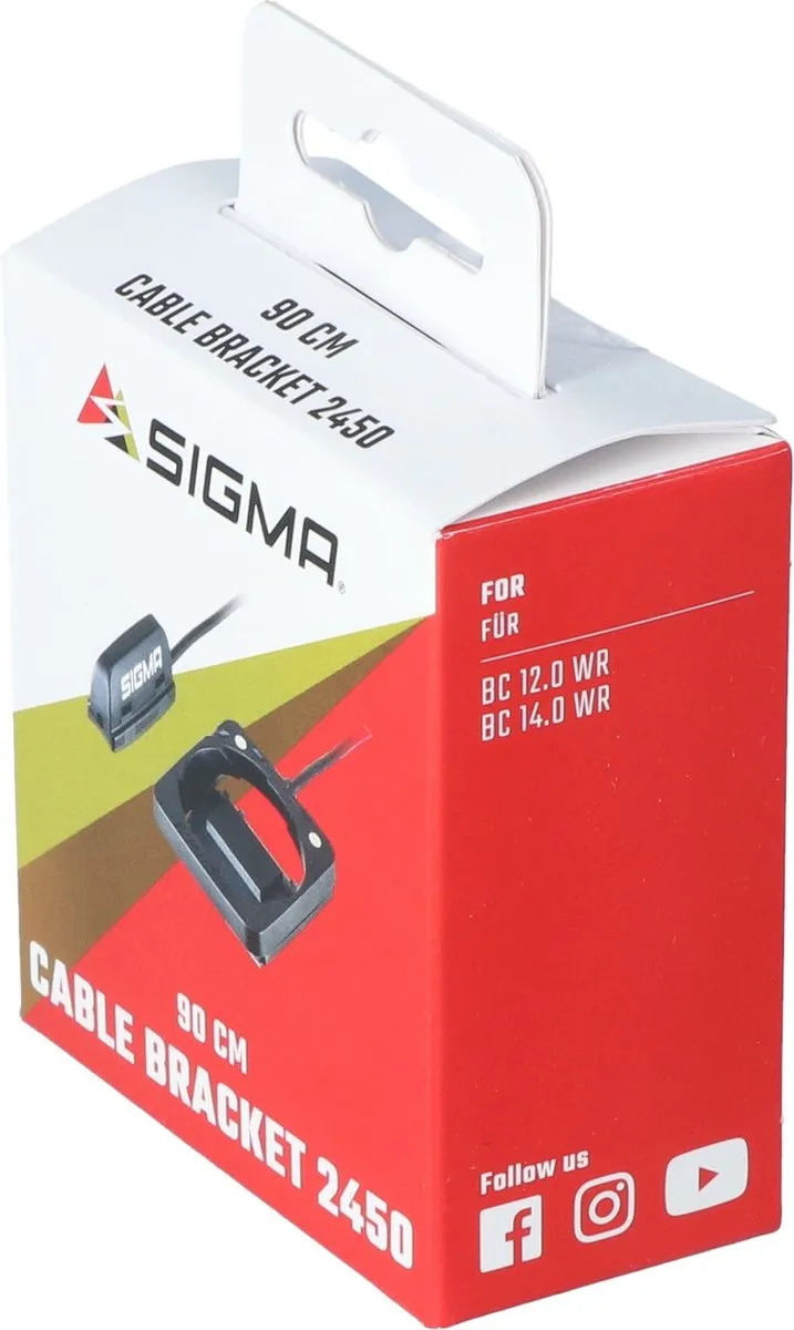Sigma 2450 Fietscomputerhouder - 90cm Kabel - Zwart