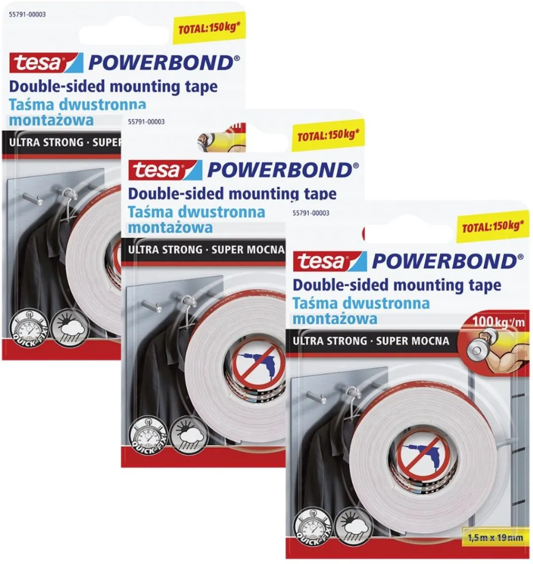 Tesa Powerbond Dubbelzijdige Montagetape 19mm