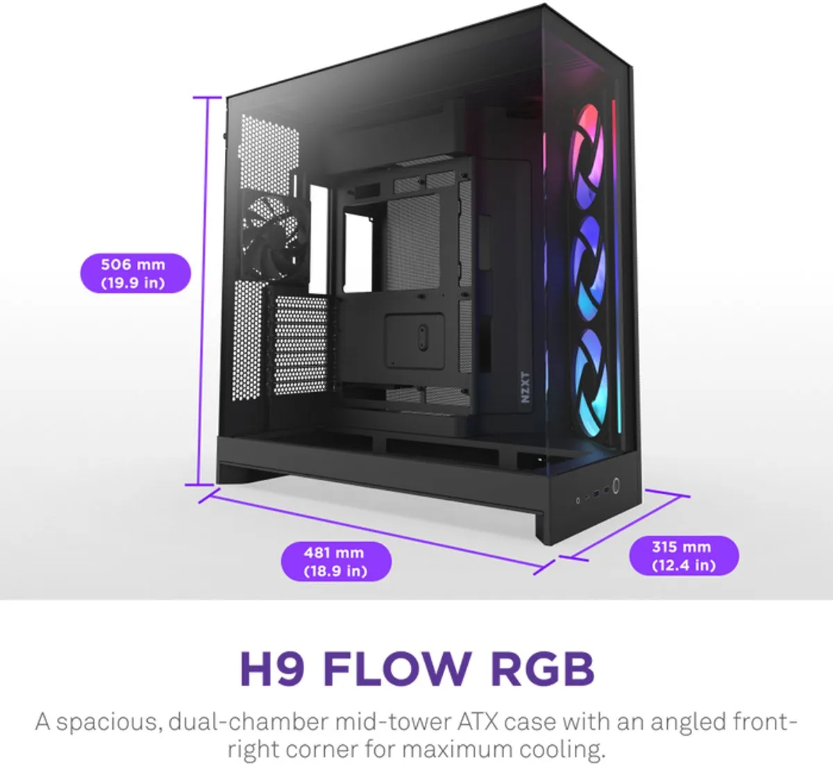 NZXT H9 Flow RGB 2025 - Zwart