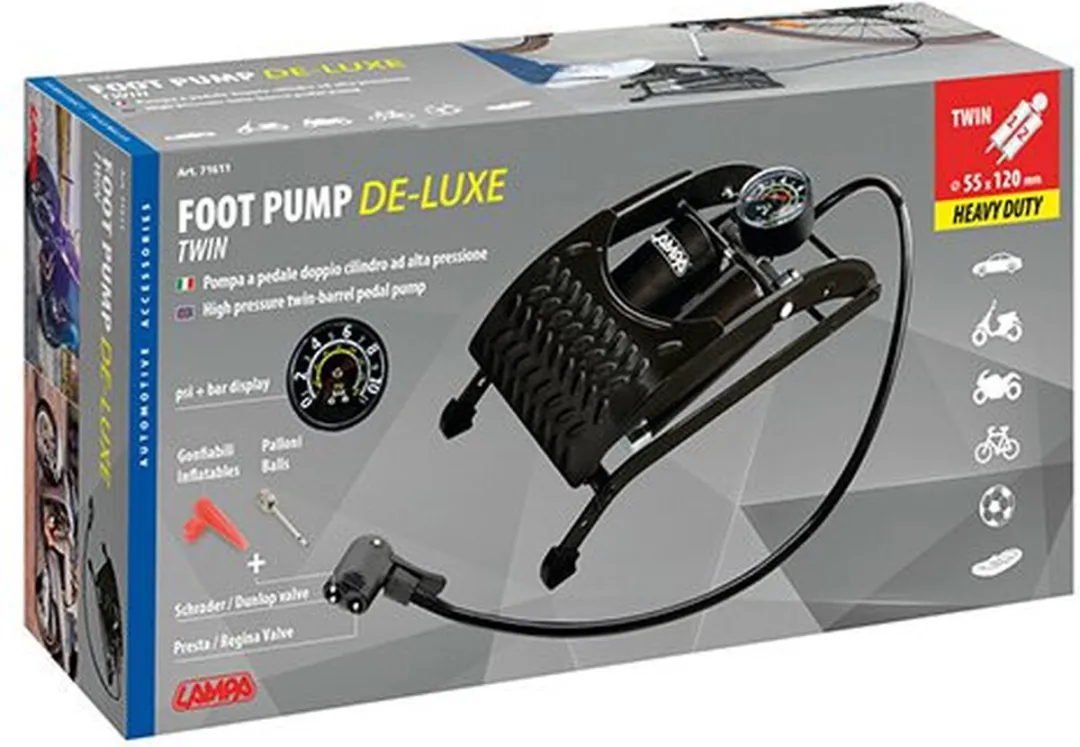 Lampa Voetpomp met Manometer - Zwart