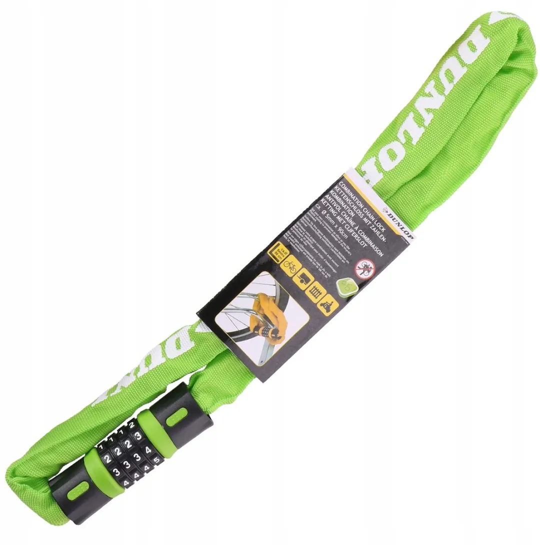 Dunlop Fietsketting met Cijferslot 90cm - Groen - afbeelding 2 van 3