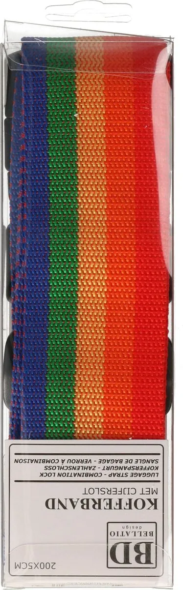 Bellatio Design Bagageriem Regenboog - 200x6cm - Cijferslot