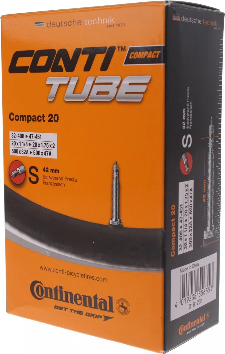 Continental Binnenband 20" 32-406/47-451 - SV-ventiel - Zwart