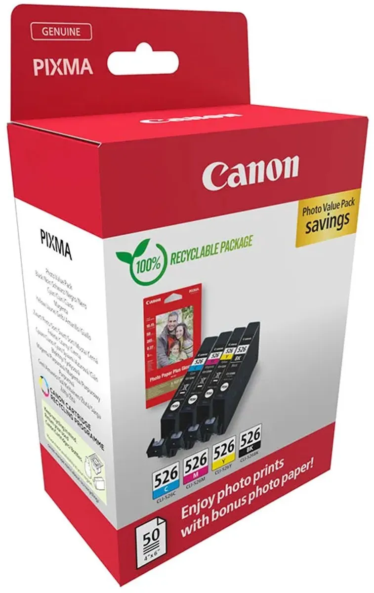 Canon CLI-526 BK/C/M/Y Inktcartridges - 4 Stuks