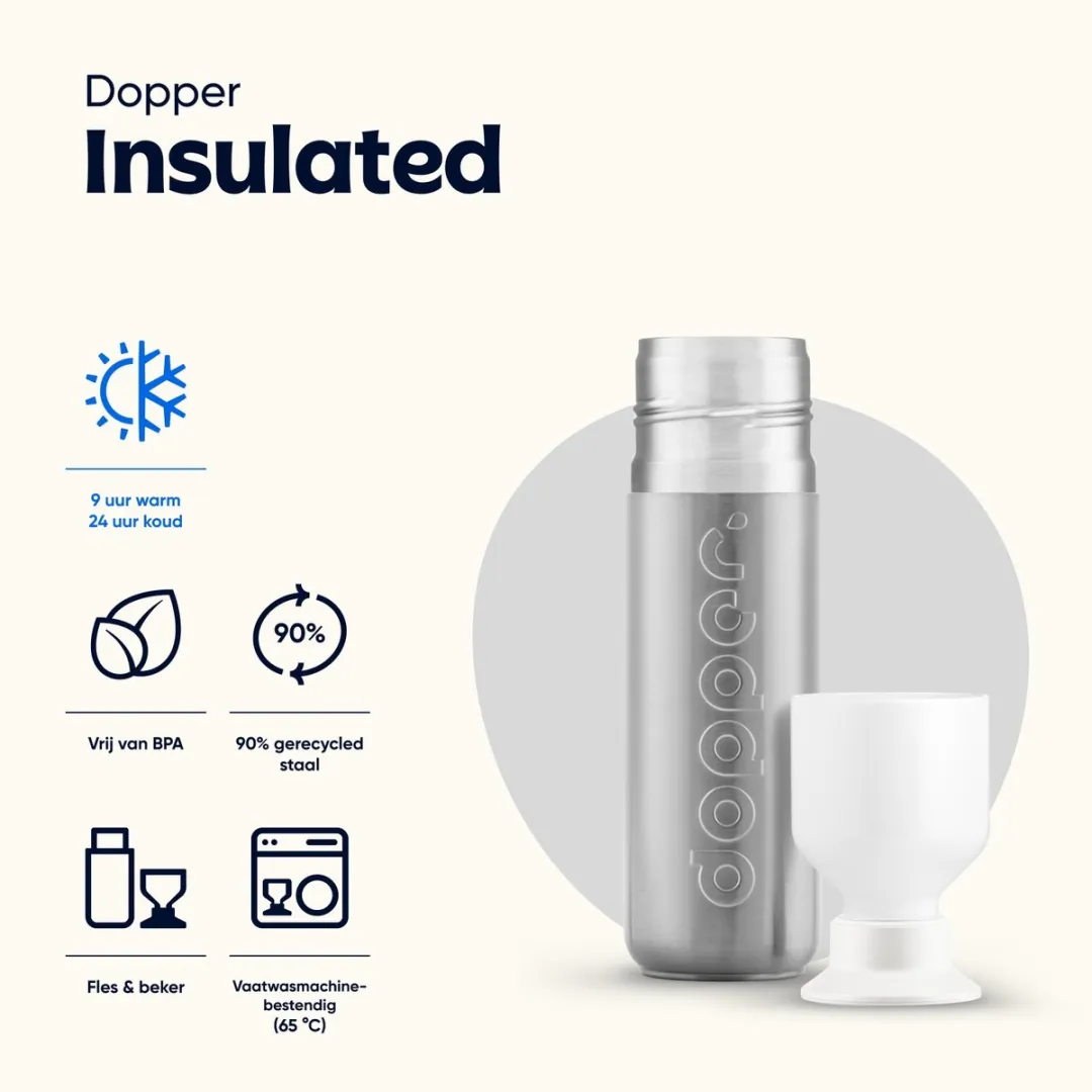 Dopper Insulated 7214 Drinkfles - 350ml - Zilver