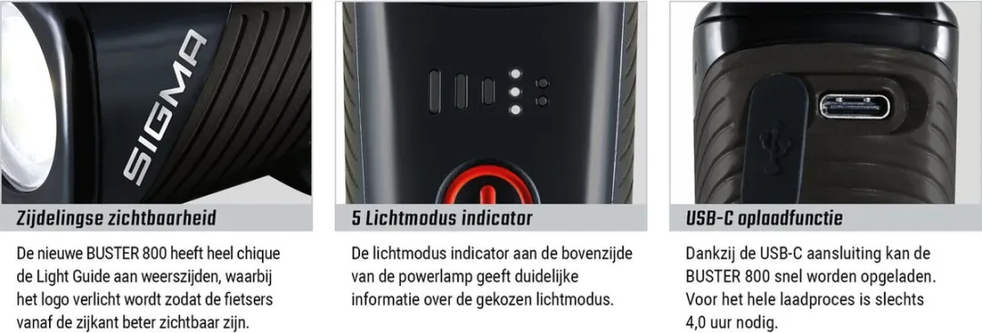 Sigma Buster 800 USB LED Fietslamp